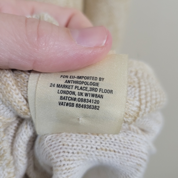 Moth Anthropologie Dolman 3/4 Sleeve Linen Cotton Blend Cream Sweater Size Large - Picture 5 of 7